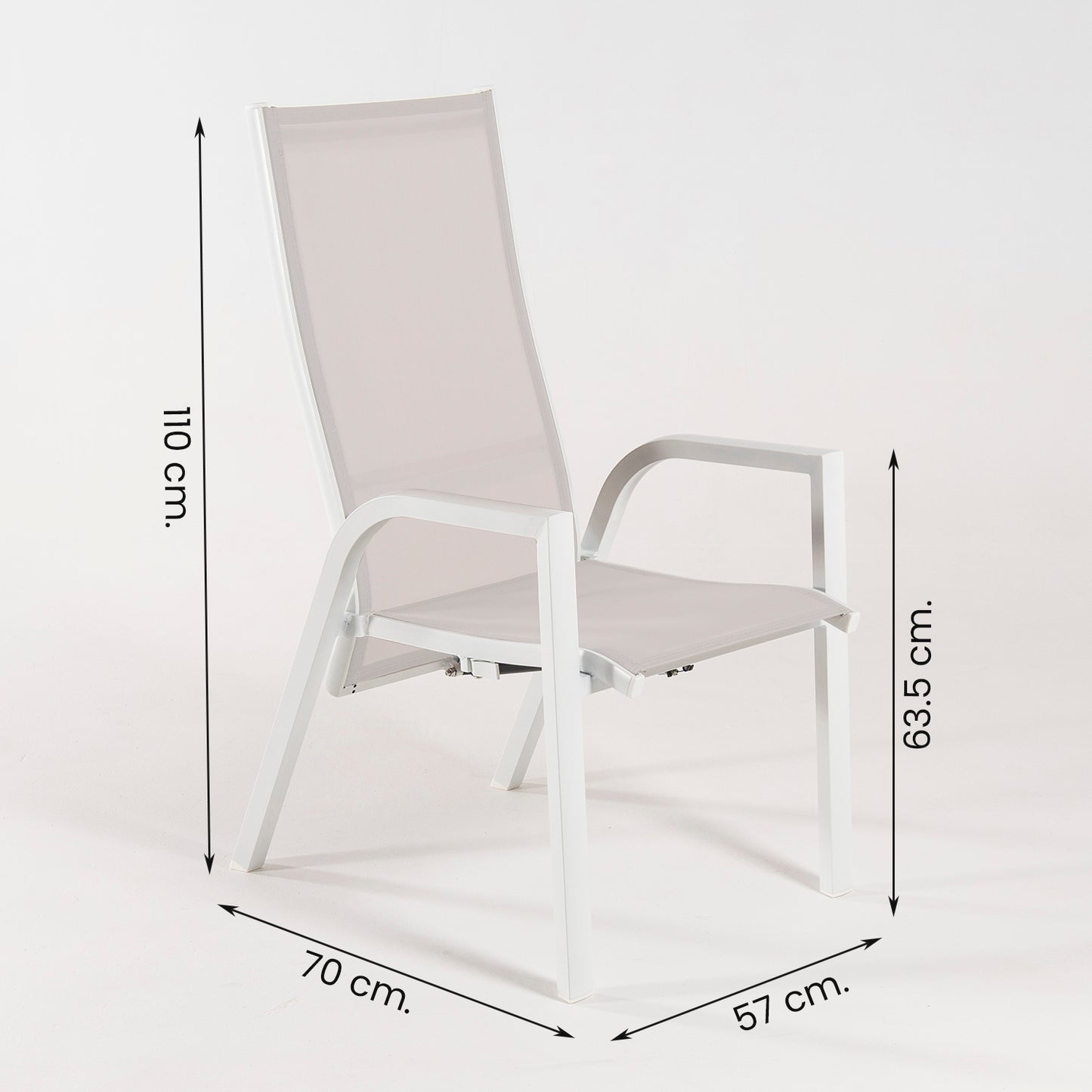 Pack 6 Sillones Sillones De Jardín , Apilables, Aluminio Y Textilene, Color Blanco, Sillon:110x57x70_4