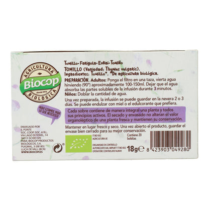 Té Tomillo Biocop Giardino, 20 bolsitas