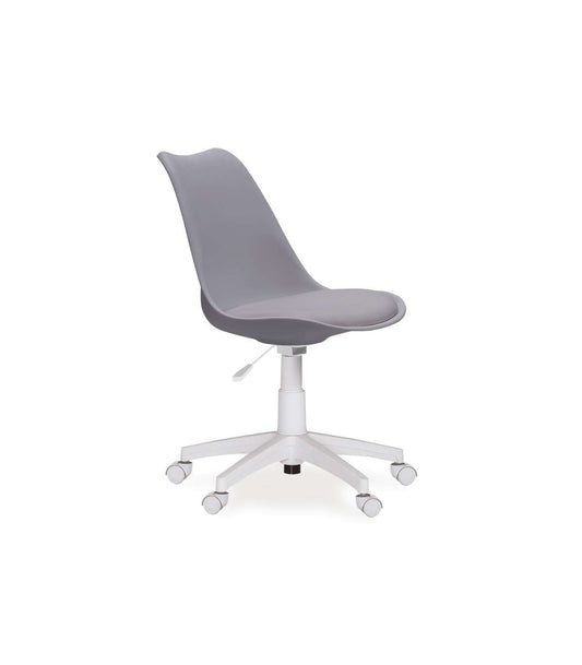 Sillón Giratorio Lina Tapizado En Simil Piel Gris, 79-89cm(alto) 60cm(ancho) 60cm(fondo)._0