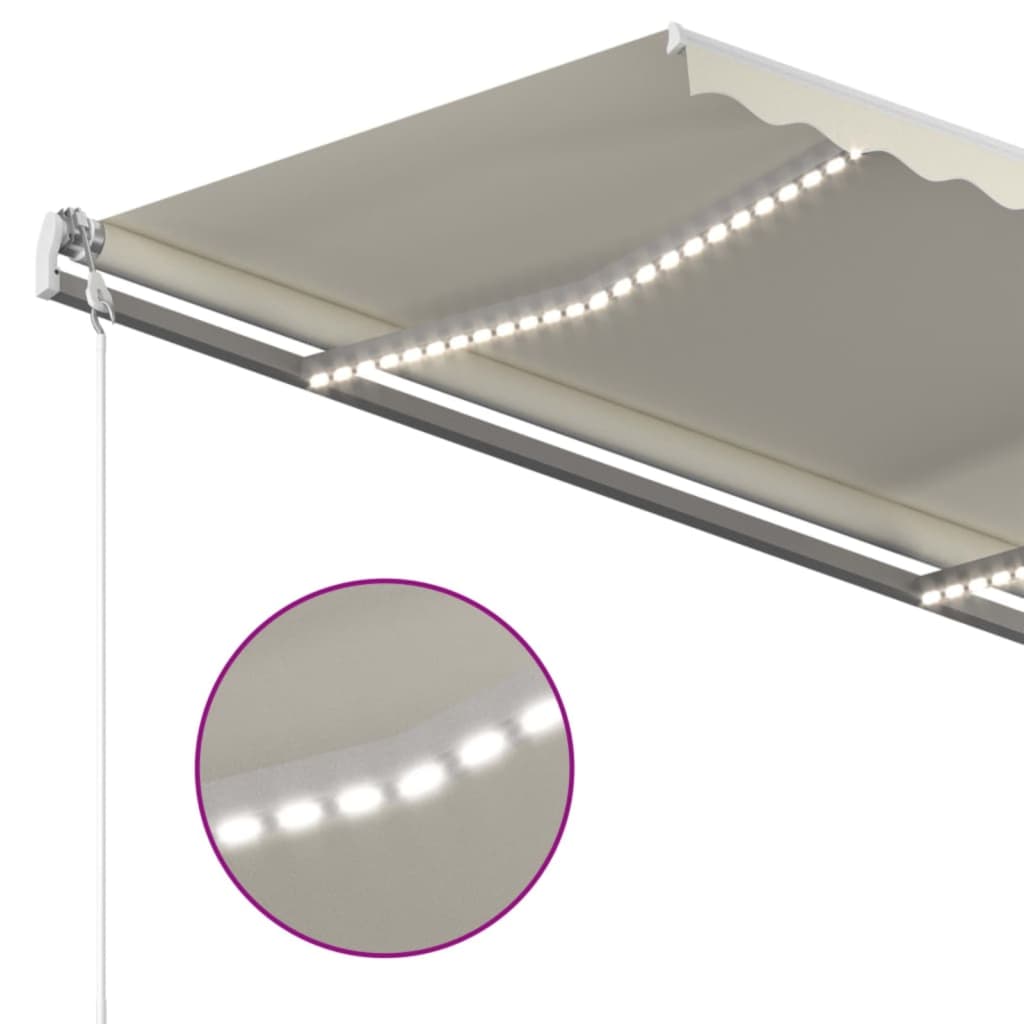Toldo Retráctil Manual Con Led Crema 450x300 Cm_3