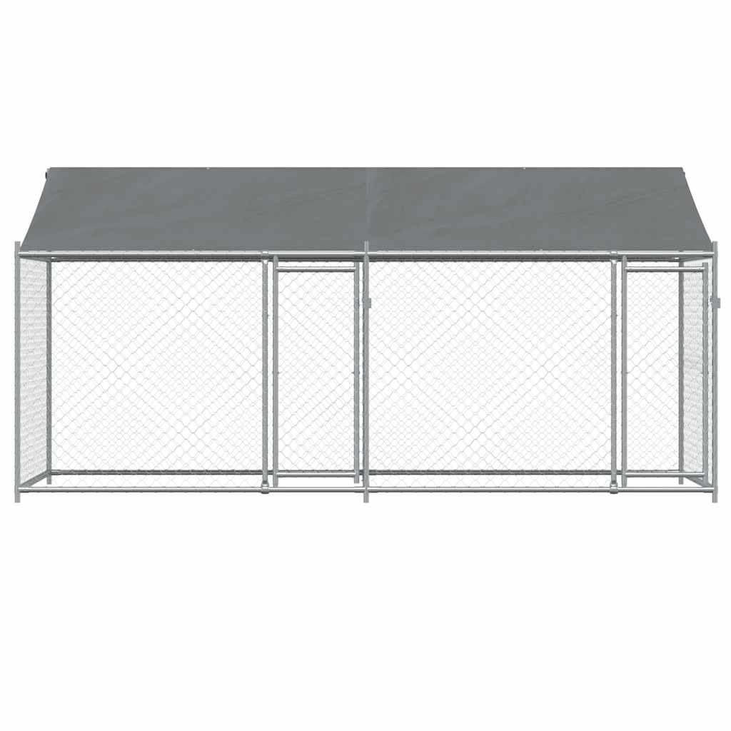 Jaula De Perros Techo Y Puertas Acero Galvanizado Gris 4x2x2 M_3