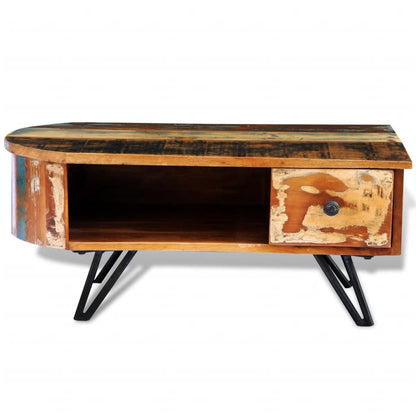 Mesa De Centro Con Patas De Hierro Madera Maciza Reciclada_3