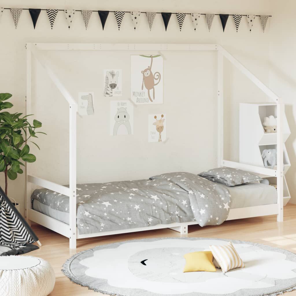 Vidaxl Estructura De Cama Para Niños Madera De Pino Blanco 90x200 Cm_1