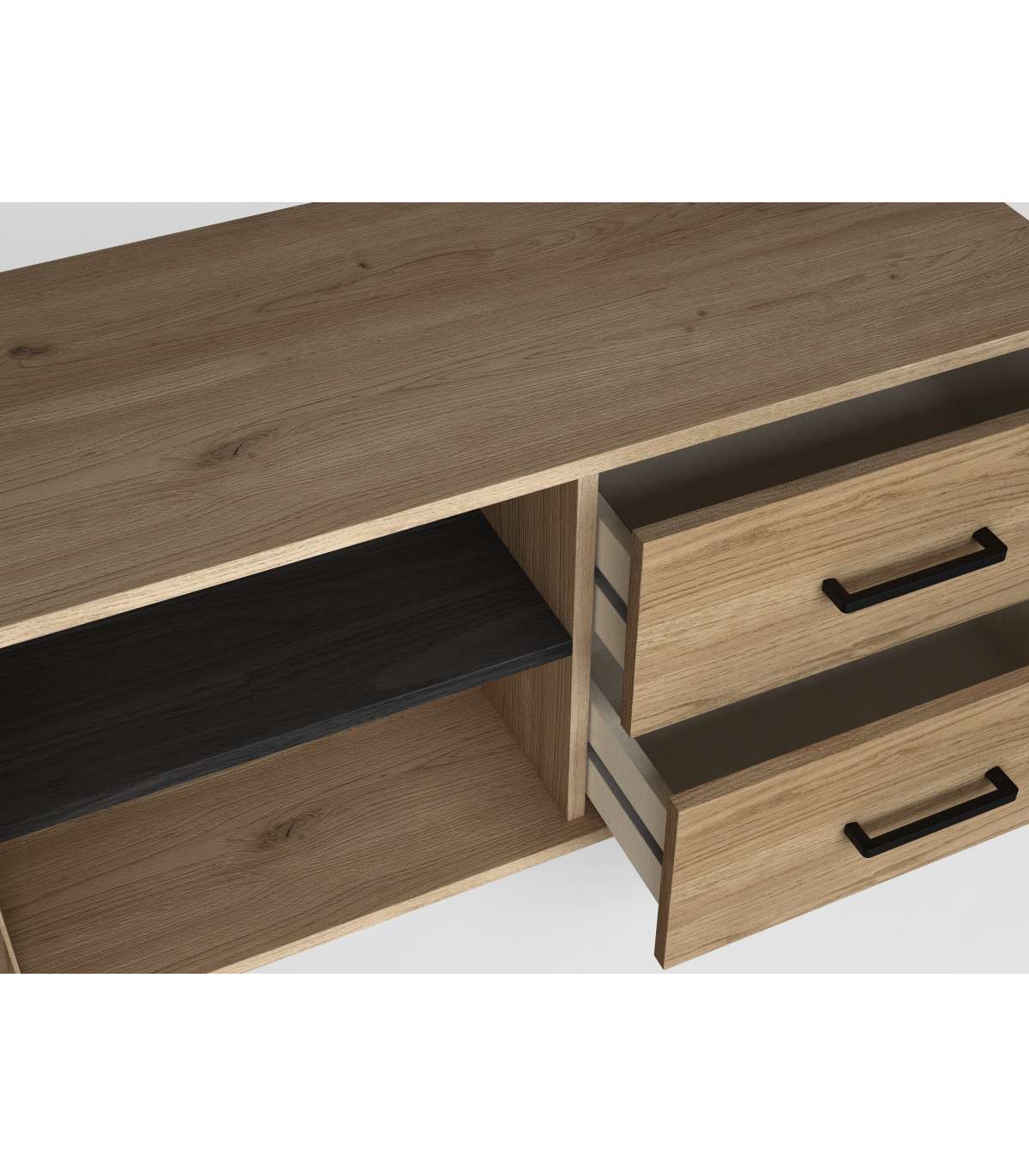 Mueble Televisión Natur 2 Puertas 2 Cajones Acabado Natural/bocamina, 180.5cm(ancho) 53.1_3