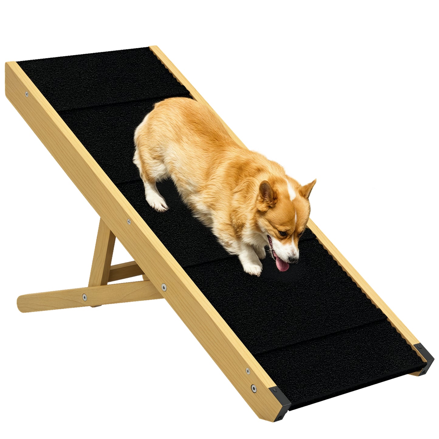 Pawhut Rampa Para Perros Plegable Con Altura Ajustable 83,5x35x47,5 Cm Natural_0