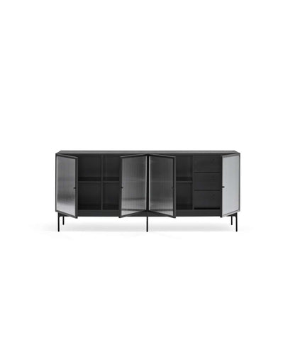 Mueble Aparador Para Comedor Modelo Blur 4 Puertas Acabado Negro, 45cm(ancho) 77.5cm(alto_2