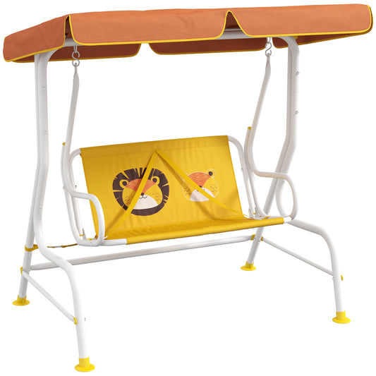 Outsunny Columpio De Jardín Infantil Con Patrón De León 110x70x110 Cm Amarillo_0