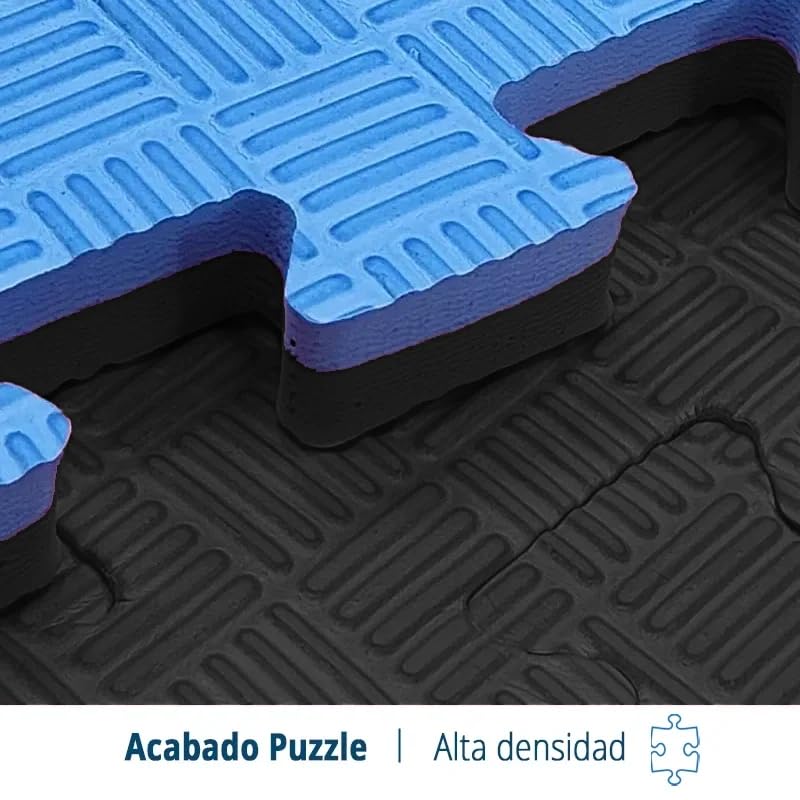 Artatami® Tatami Puzzle 1x1x20 mm Negro - Azul Pack Ahorro【10 Unidades】Gimnasios - Fitness - Pilates - Yoga_5
