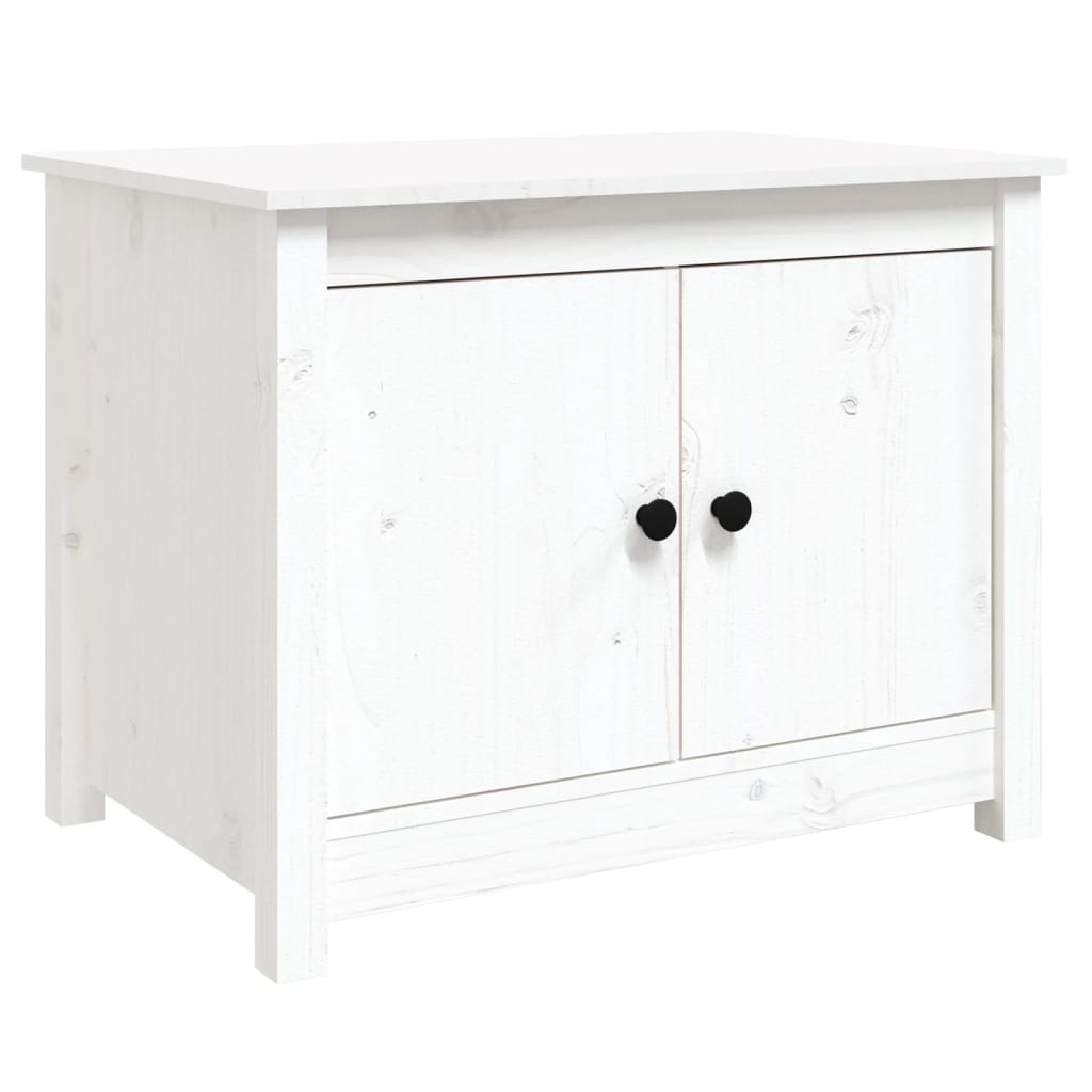 Mesa De Centro De Madera Maciza De Pino Blanco 71x49x55 Cm_0