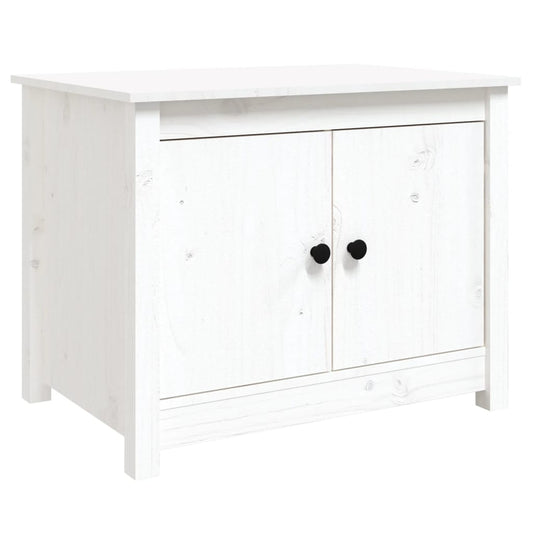 Mesa De Centro De Madera Maciza De Pino Blanco 71x49x55 Cm_0