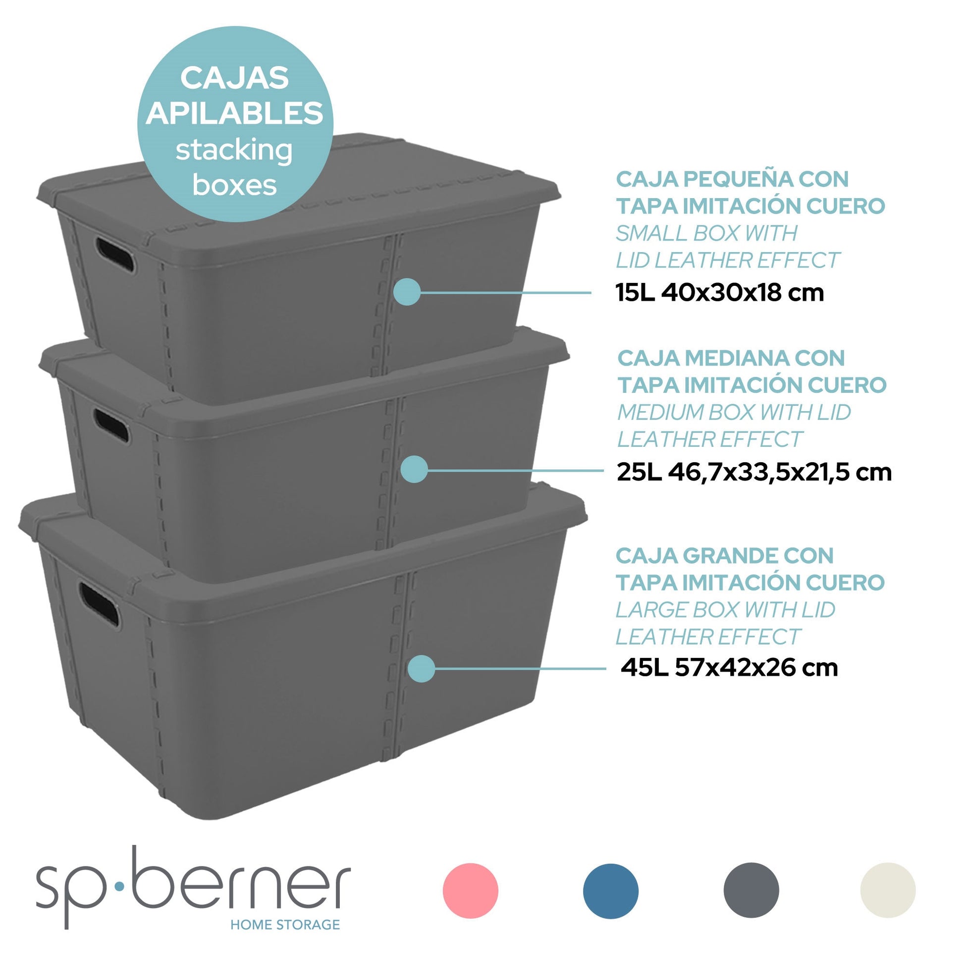 Life Story Caja Almacenaje Con Tapa Medium 25l Gris Anthracite_2
