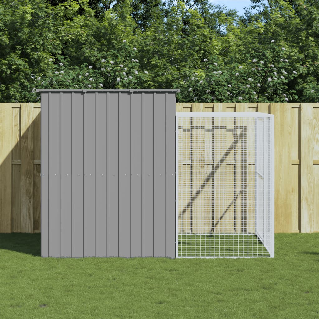 Caseta Perros Corral Acero Galvanizado Gris Claro 214x253x181cm_1