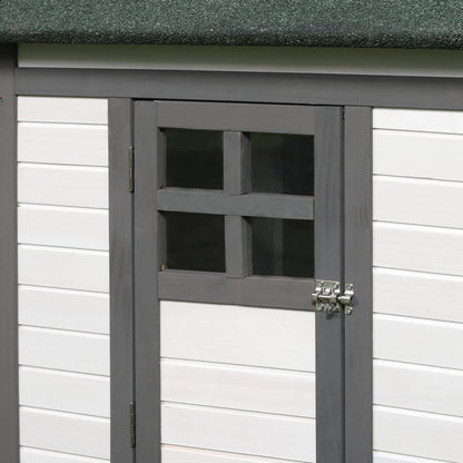 Pawhut Gallinero De Madera Con Caja Nido Espacio Para Correr 196x76x97cm Gris_3