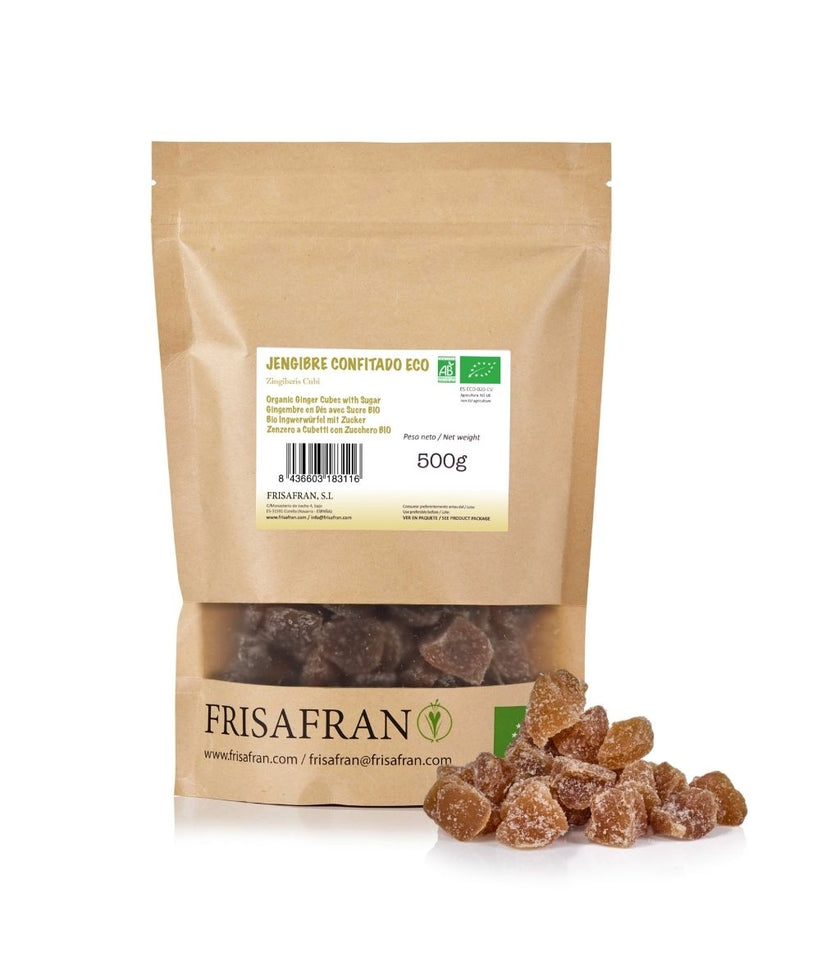 Jengibre En Dados Con Azúcar Eco | Calidad | Frisafran 500 G_1