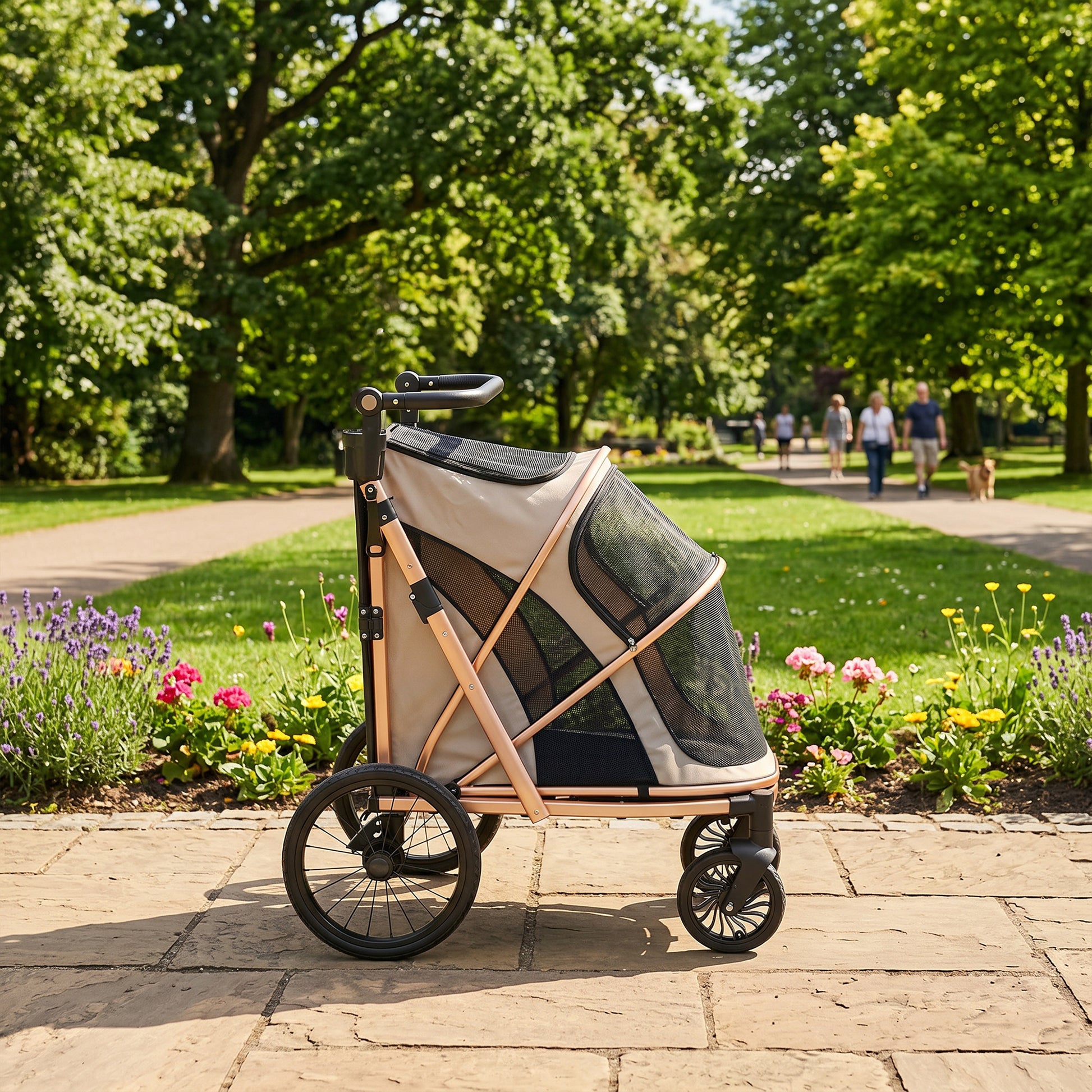 Pawhut Carrito Para Perros Plegable Hasta 20 Kg Con Ruedas Grandes Y Suspensión_4