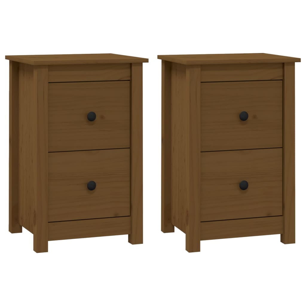 Mesitas De Noche 2 Uds Madera De Pino Marrón Miel 40x35x61,5 Cm_0
