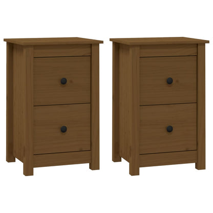 Mesitas De Noche 2 Uds Madera De Pino Marrón Miel 40x35x61,5 Cm_0
