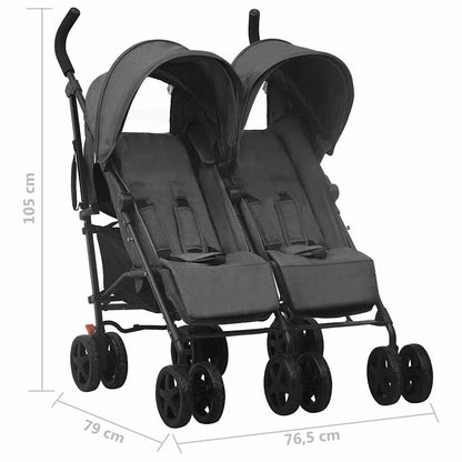 Vidaxl Carrito Para Gemelos De Acero Gris Antracita_2