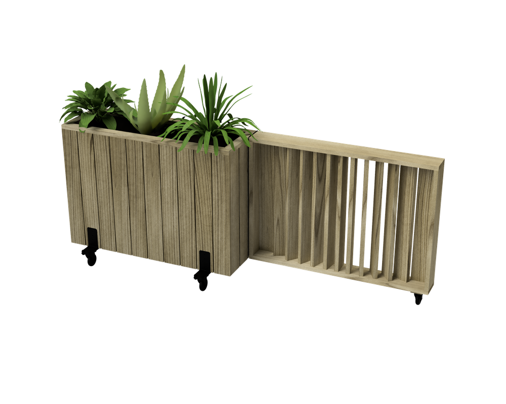Kit Jardinera Alta De Madera Con Ruedas Y Barandilla 100x34x80 Cm Hortalia_0