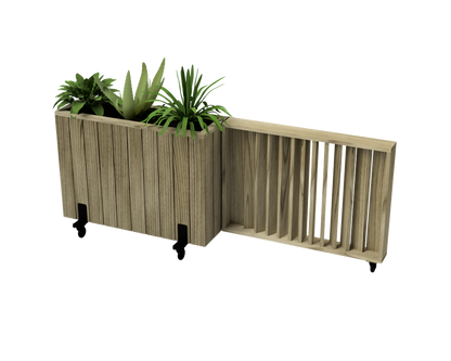 Kit Jardinera Alta De Madera Con Ruedas Y Barandilla 100x34x80 Cm Hortalia_0