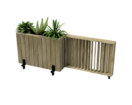 Kit Jardinera Alta De Madera Con Ruedas Y Barandilla 100x34x80 Cm Hortalia_0