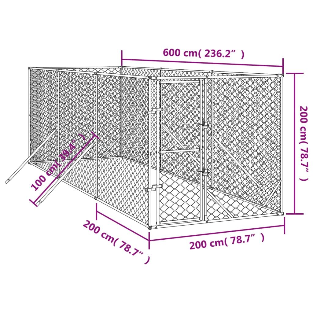 Vidaxl Perrera De Exterior Acero Galvanizado Plateado 2x6x2 M_2