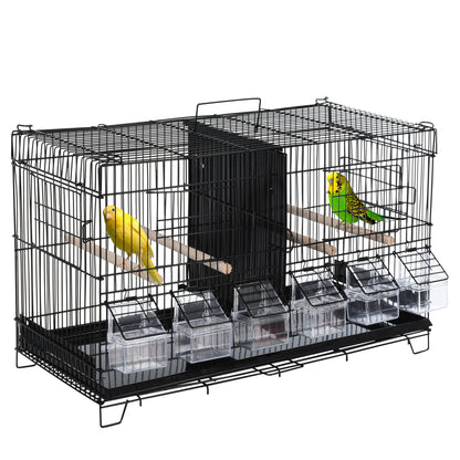 Pawhut Jaula Para Pájaros Con Divisor Ganchos Perchas Y Bandeja Extraíble Negro_0