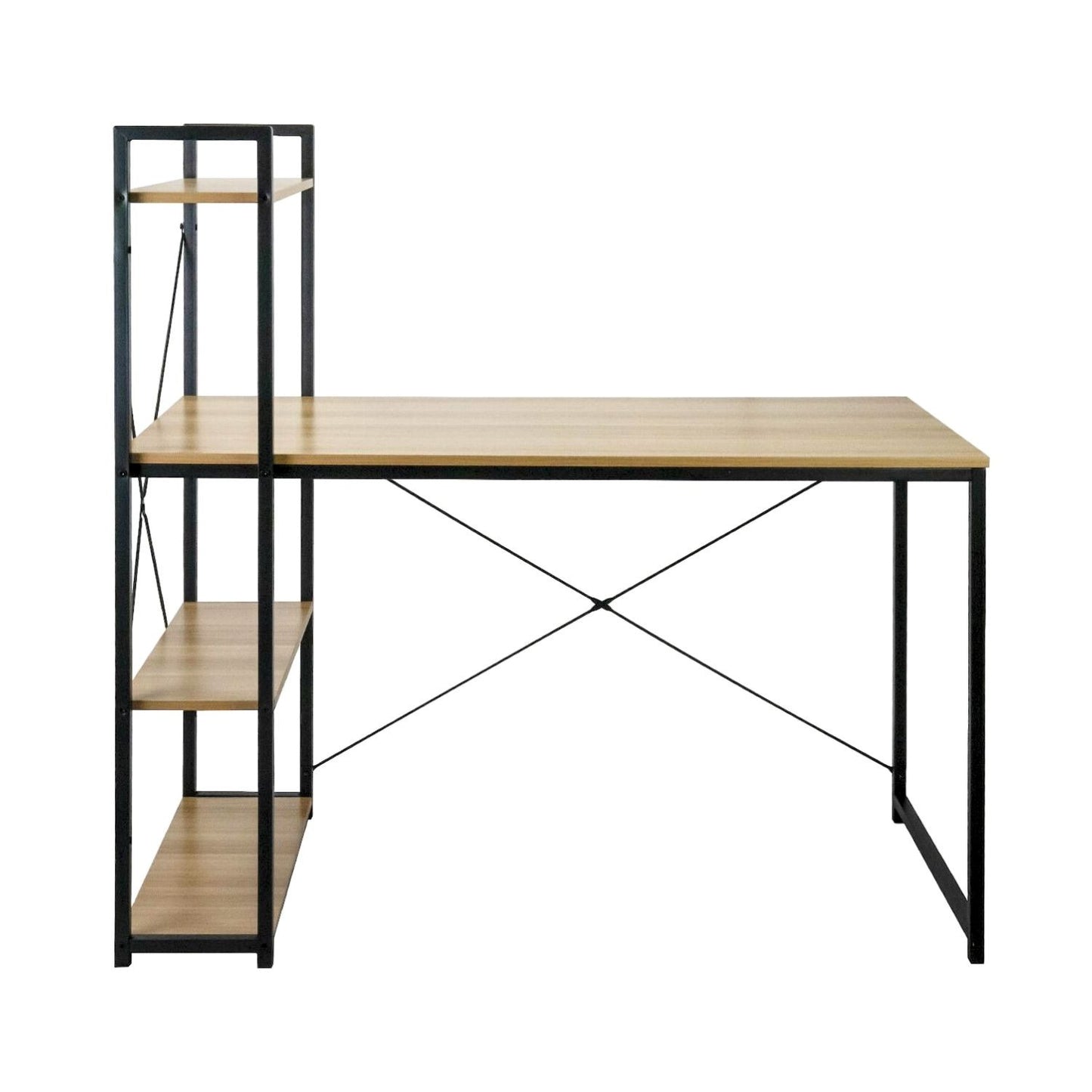 Escritorio Metálico Con Estantería 3 Baldas De Madera Ozra 120x160x70cm 7house_1