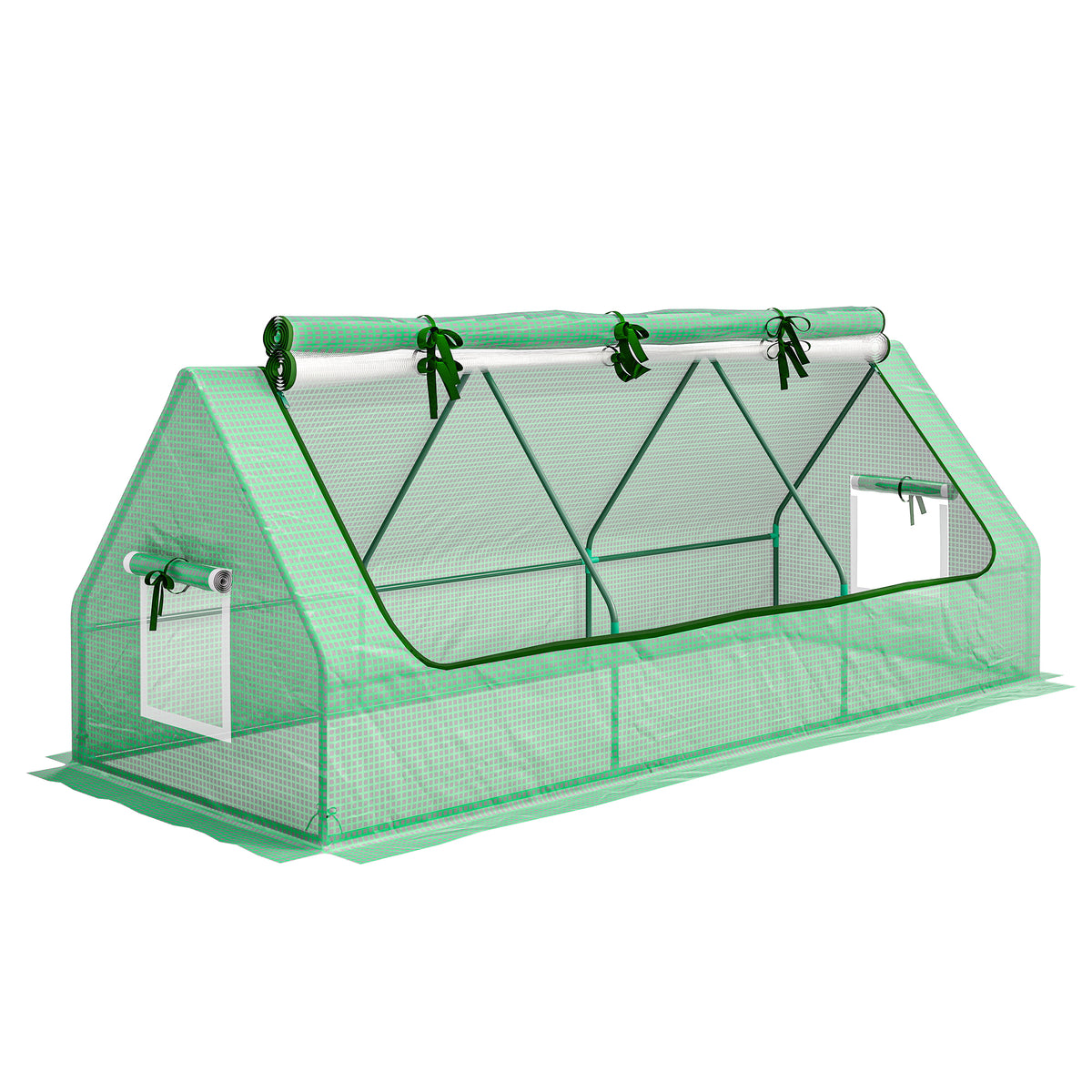 Mini Invernadero Outsunny Acero, Pe Verde 240x90x90 Cm_1