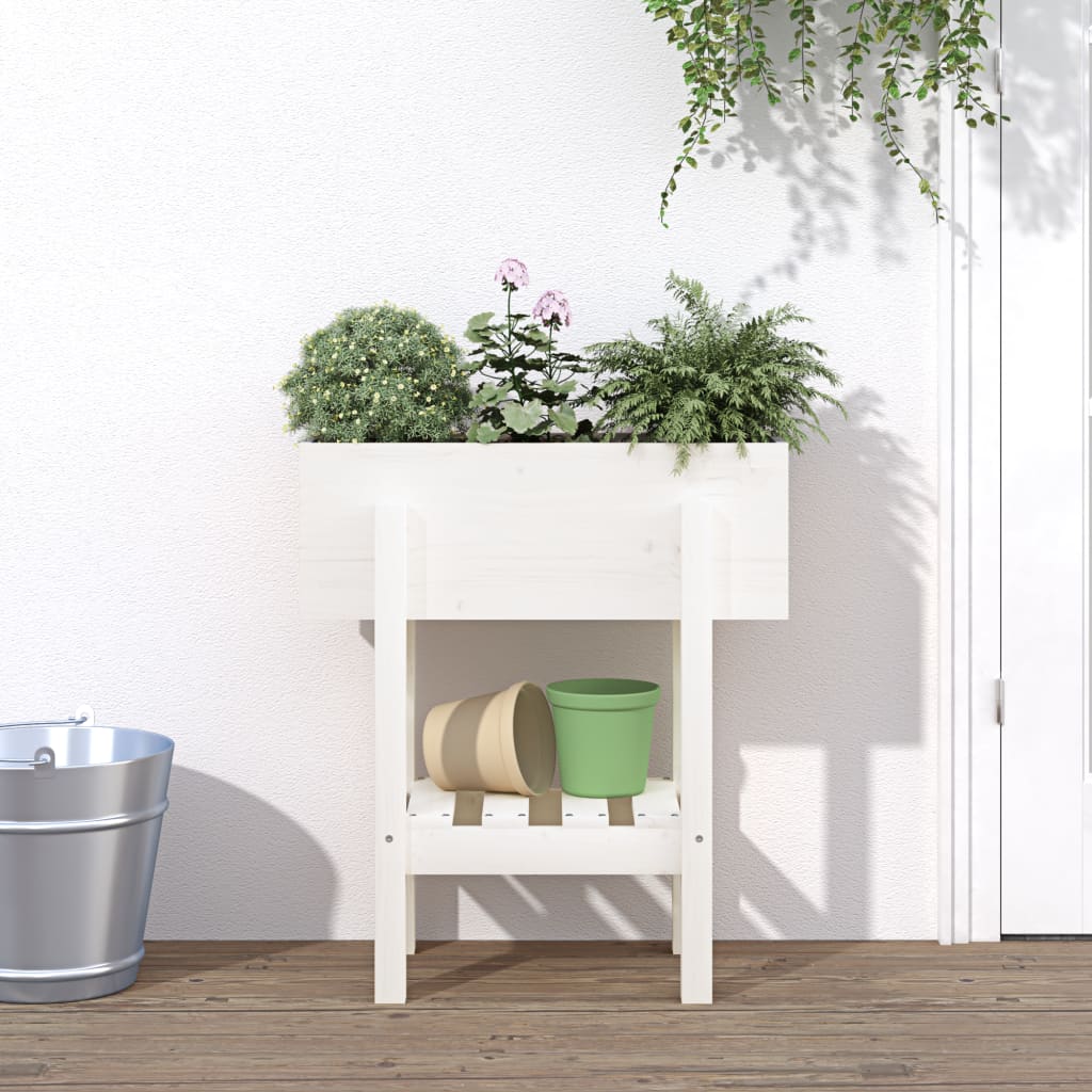 Jardinera Madera Maciza De Pino Blanco 62x30x69 Cm_1