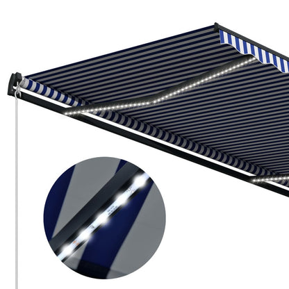 Vidaxl Toldo Retráctil Manual Con Luz Led Azul Y Blanco 500x300 Cm_5