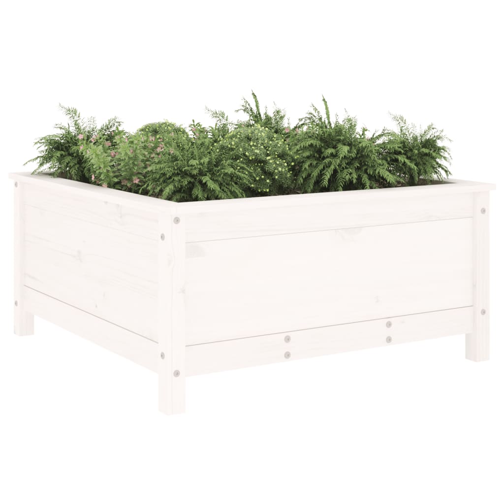 Jardinera Madera Maciza De Pino Blanco 82,5x82,5x39 Cm_2