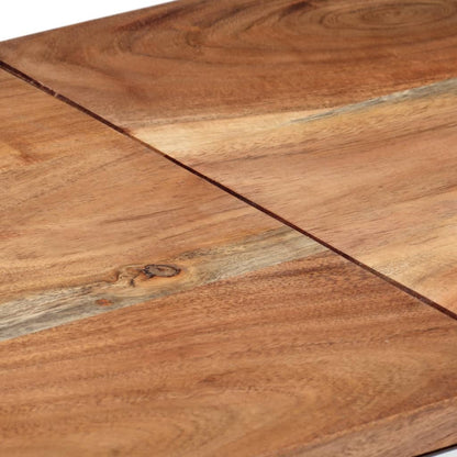 Mesa Consola Acero Inoxidable Y Madera Maciza Acacia Plateada_4