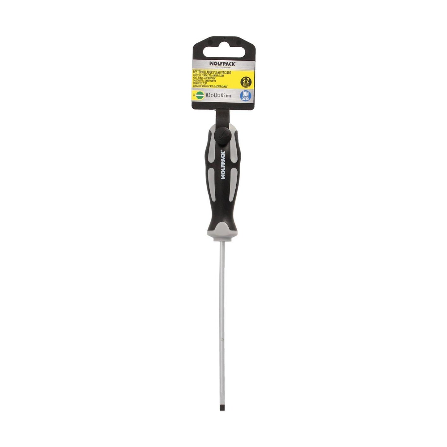 Destornillador Plano Vaciado Acero S2 Mango Tpr Bimaterial. Medida 0,8 X Ø 4,0 X 125 Mm.  Din5265_3