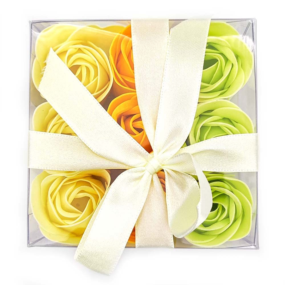 Pack 5 Cajas 9 Rosas De Jabón (amarillo) - Flores Con Pétalos De Jabón Perfumados - Regalo Original Para Días Especiales_2