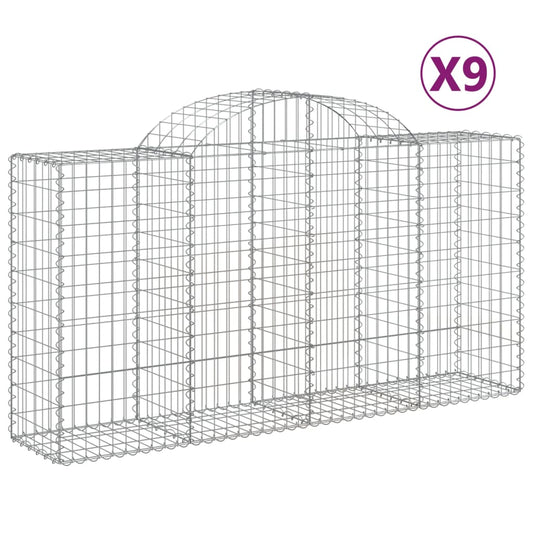 Cestas De Gaviones 9 Uds Forma De Arco Hierro 200x50x100/120 Cm_0