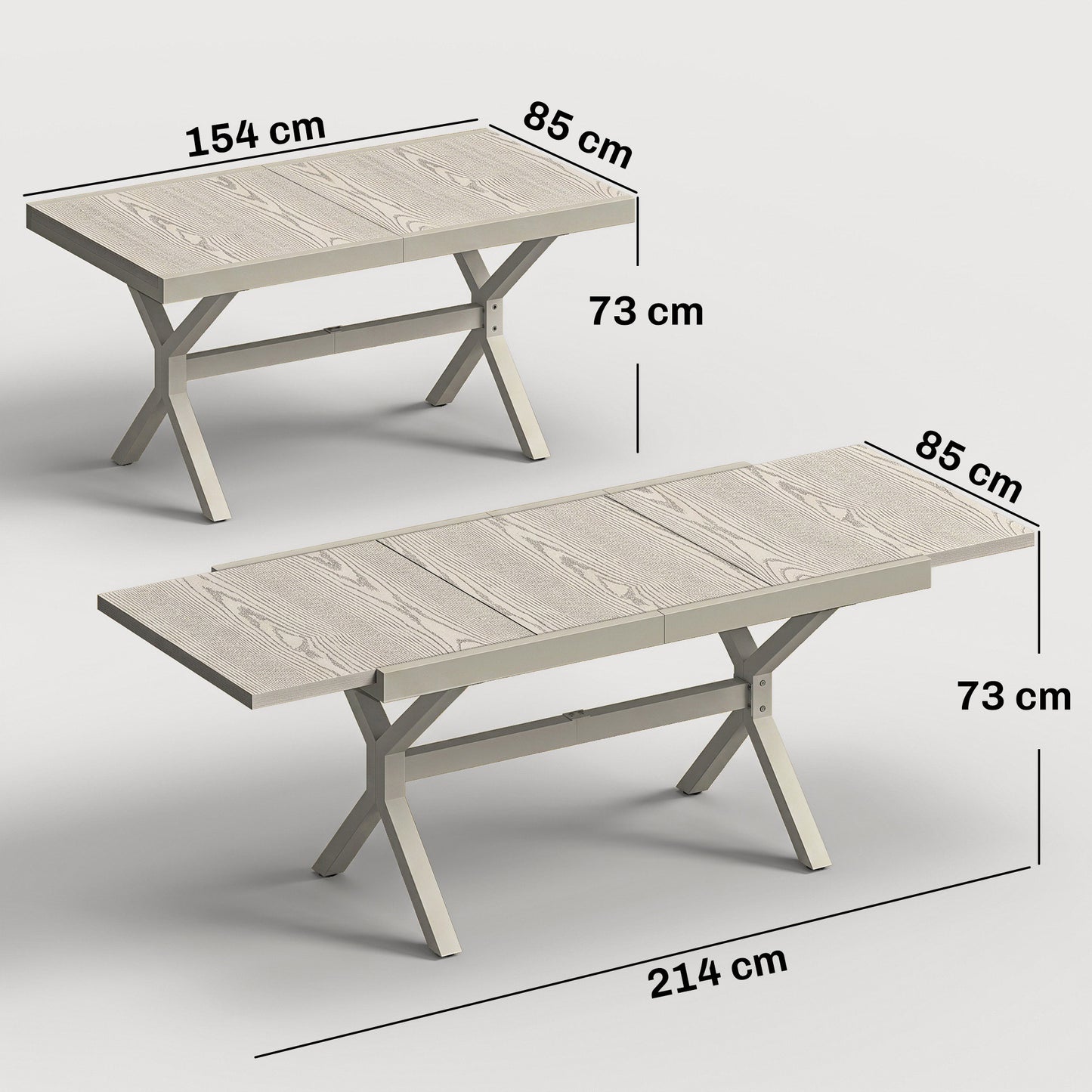 Outsunny Mesa De Jardín Exterior Extensible 154/214x85 Cm De Aluminio Acero Gris_2