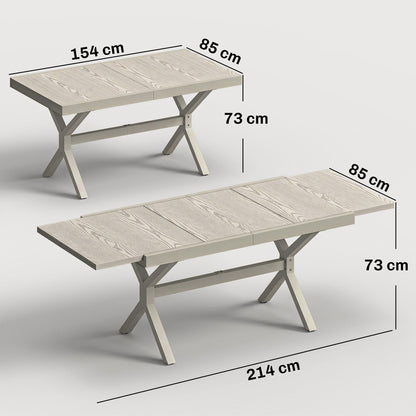 Outsunny Mesa De Jardín Exterior Extensible 154/214x85 Cm De Aluminio Acero Gris_2