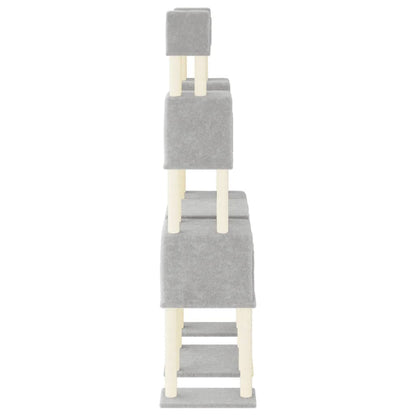 Rascador Para Gatos Con Postes De Sisal Gris Claro 199 Cm_3