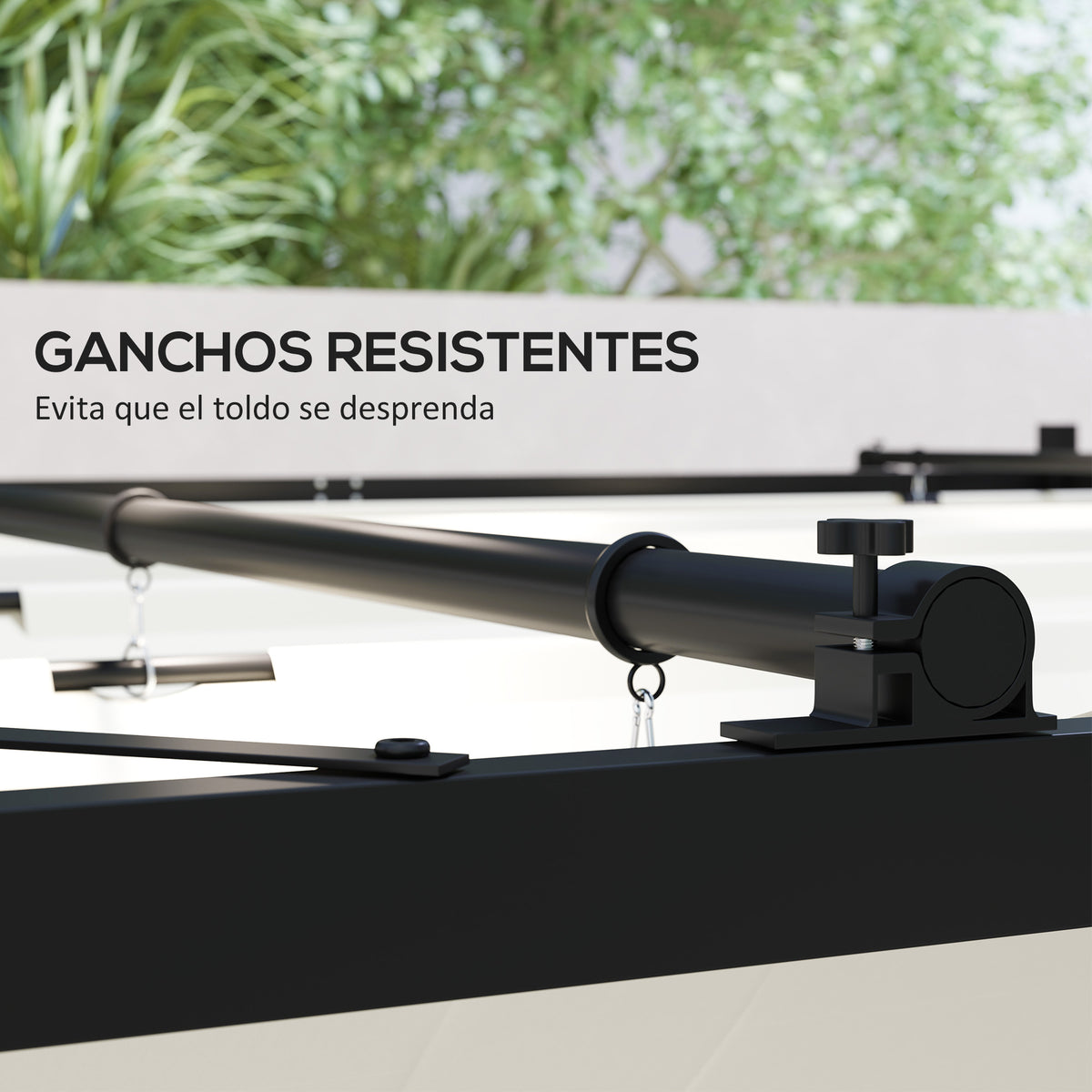 Outsunny Pérgola De Jardín 3x3 M Con Techo Retráctil Y Accesorio Magnético Crema_5
