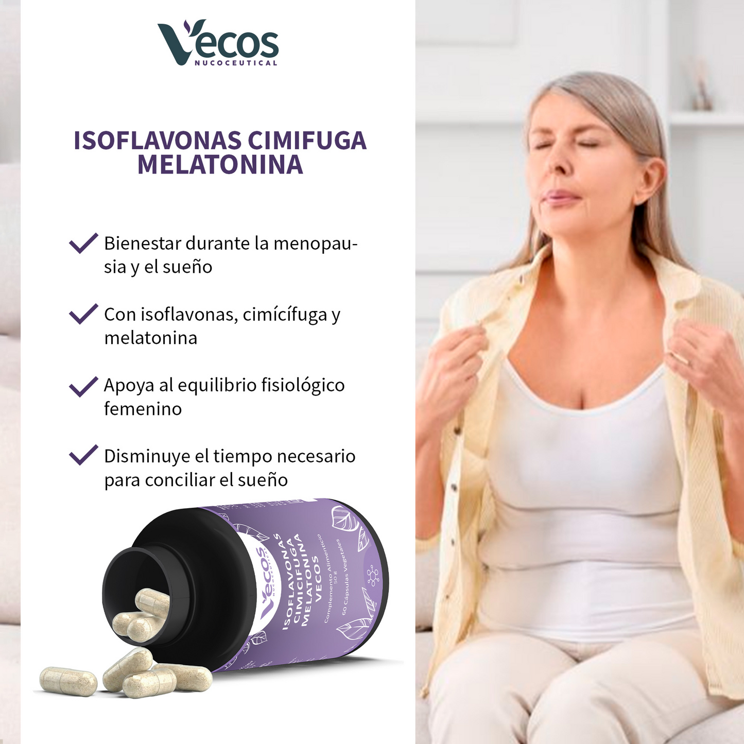Sebopil Vecos 60 Cápsulas | Para Cuidado De Acné Y Piel Grasa | Zinc, Bardana Y Vitaminas B_3