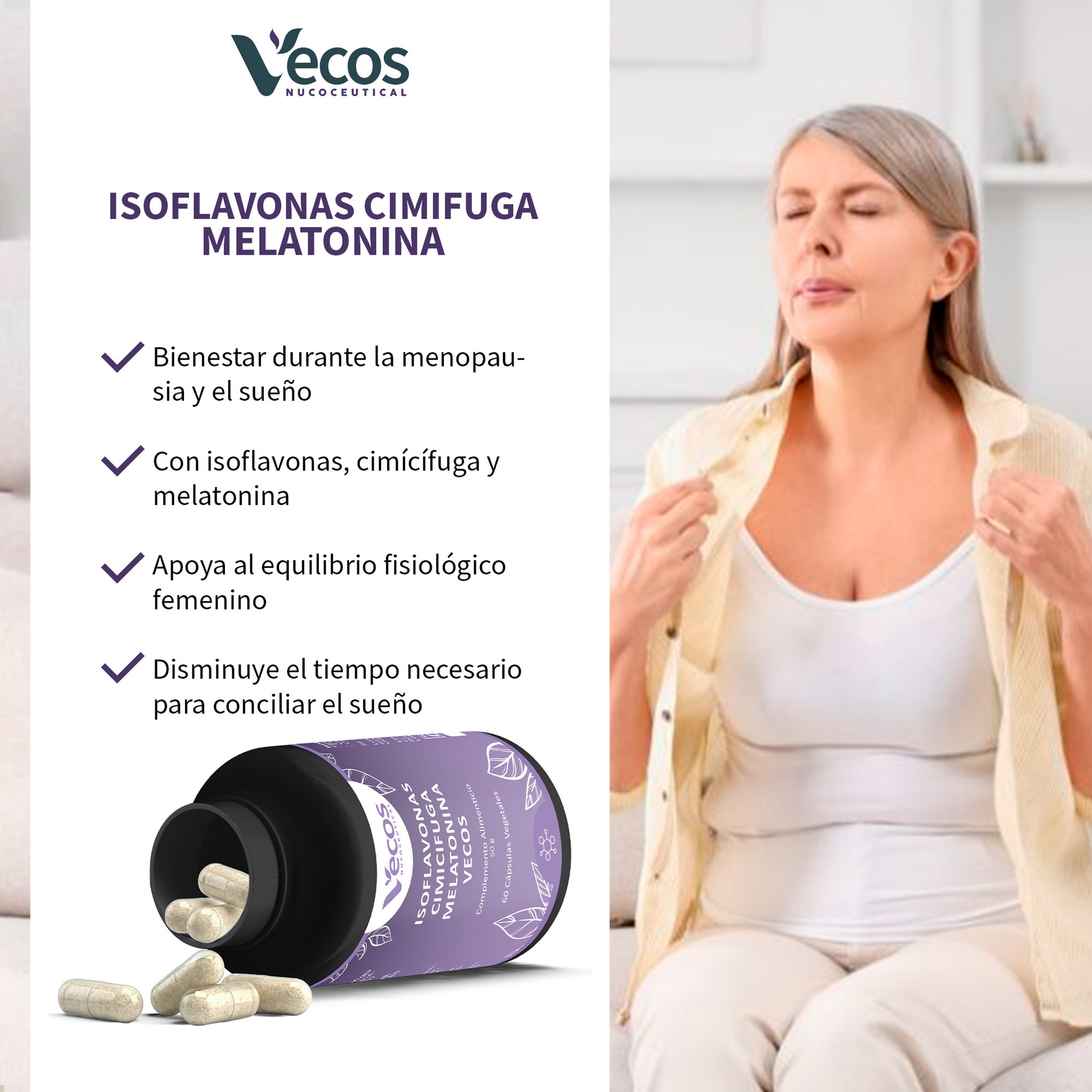 Sebopil Vecos 60 Cápsulas | Para Cuidado De Acné Y Piel Grasa | Zinc, Bardana Y Vitaminas B_3
