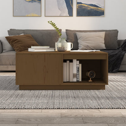 Mesa De Centro Madera Maciza Pino Marrón Miel 100x101x40,5 Cm_1