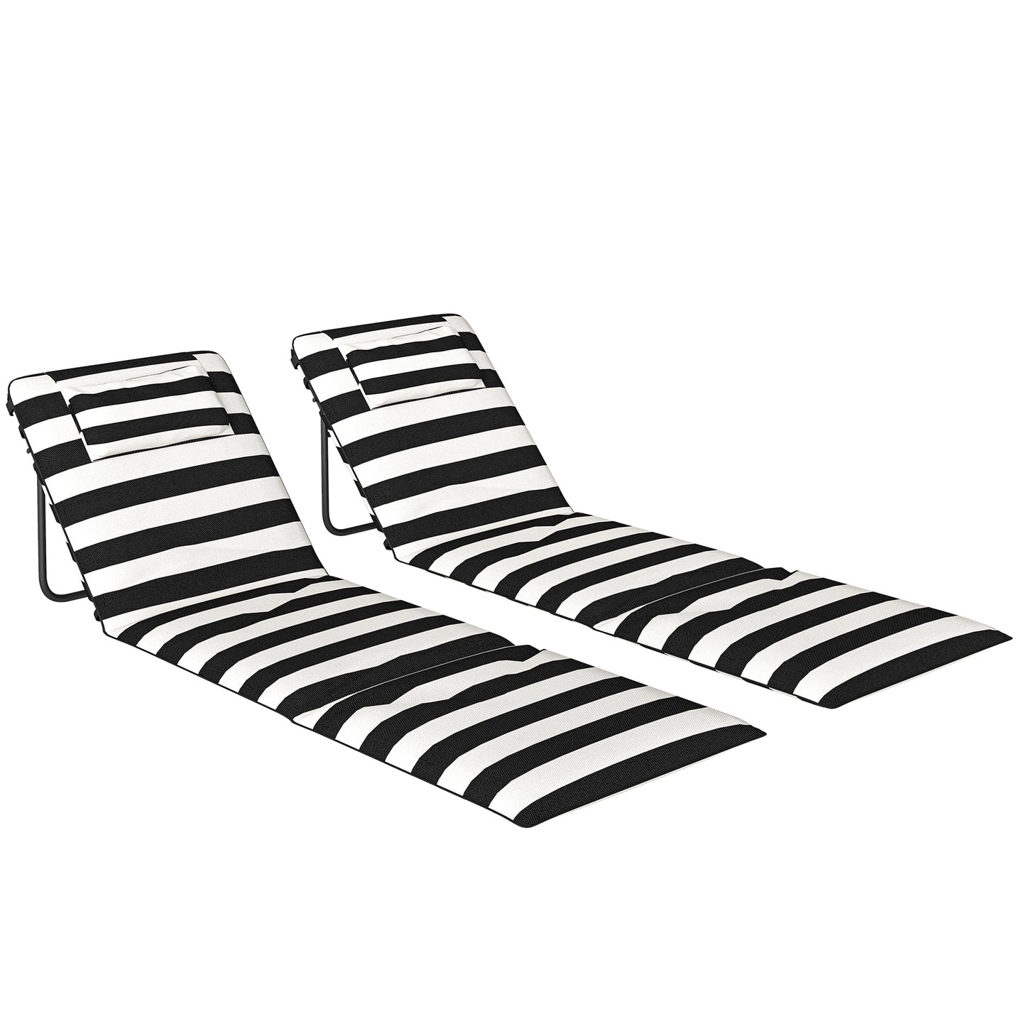 Outsunny 2 Esterillas De Playa Plegable Con Respaldo Ajustable Gris Y Blanco_0