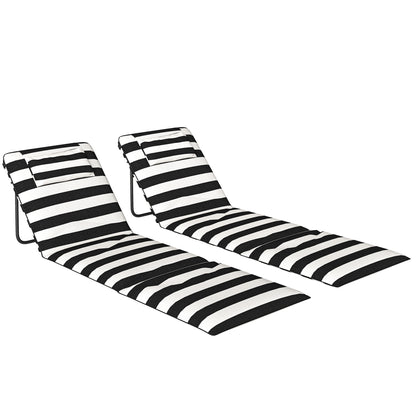 Outsunny 2 Esterillas De Playa Plegable Con Respaldo Ajustable Gris Y Blanco_0