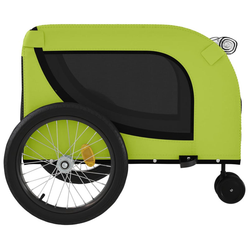 Vidaxl Remolque De Bicicleta Mascotas Hierro Tela Oxford Verde Negro_5