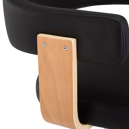 Taburetes De Cocina 2 Uds Cuero Sintético Madera Curvada Negro_5