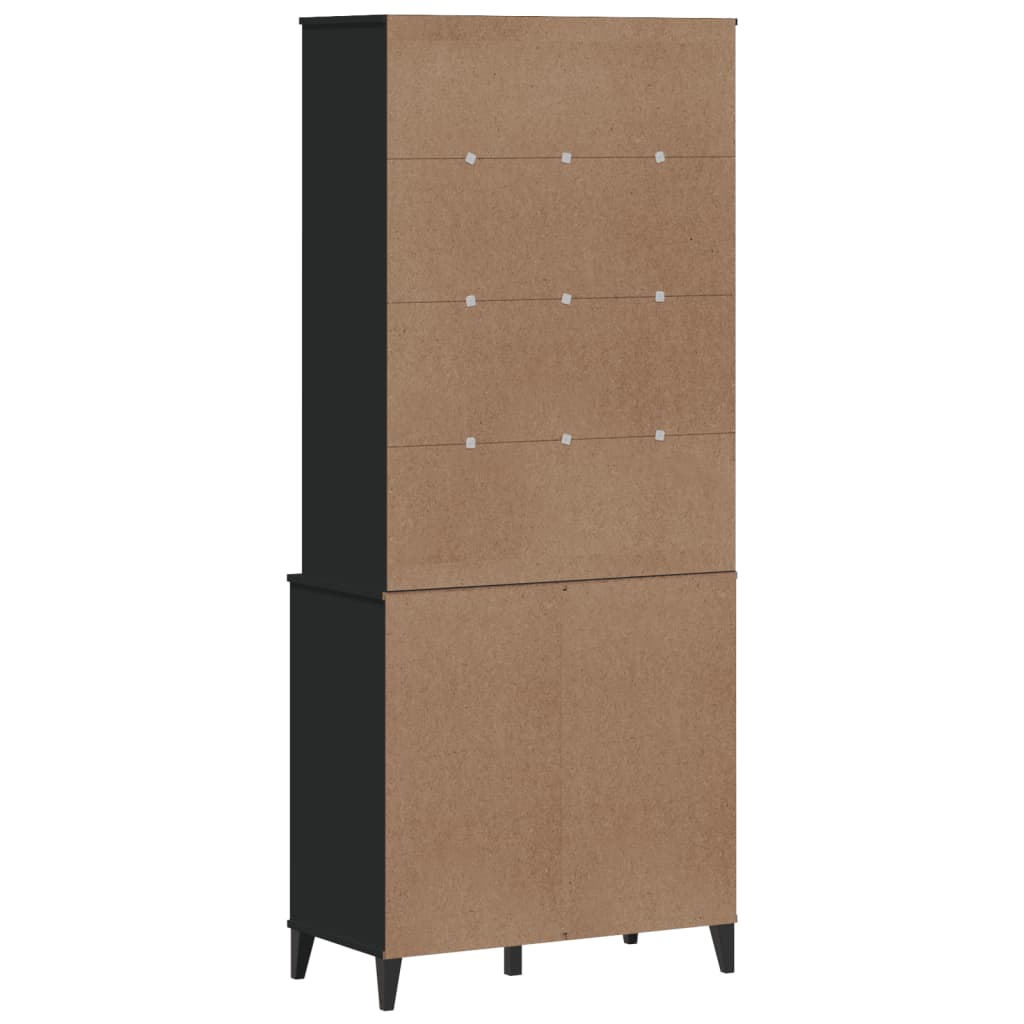 Aparador Alto Viken Madera Maciza De Pino Negro 80x40x190 Cm / Vetonek_3