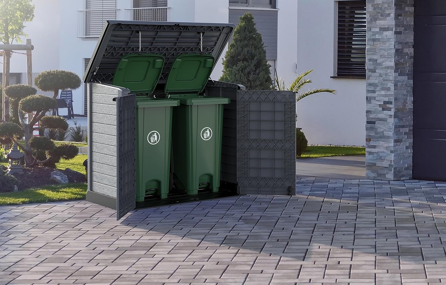 Duramax - Arcón Cubre Cubos Exterior - 1200 L - Pvc - Color Gris Claro -  -_2