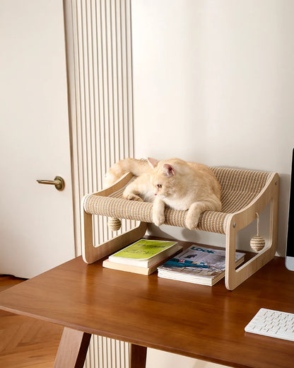 Hamaca Cala Serena, Madera Y Cuerda De Yute Para Rascar_4